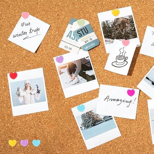 100 Pcs Heart Push Pins Colorful Cute Thumb Tacks Plastic Flat Head Thumbtacks Decorative Push Pins for Cork Board Notice Board Bulletin Map Location Home Office thumbnail 5