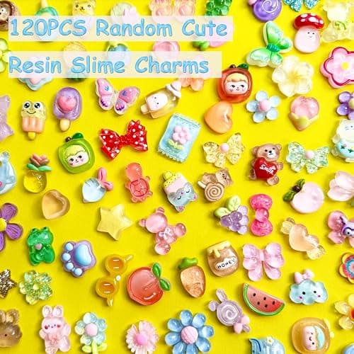 120PCS Mixed Colors Slime Charms Cute Flatback Random Resin Charms Bulk, Slime Accessories Embellishments for Phone Junk Cases, Scrapbooking, Hair Clips & DIY Craft Decoration(Mixed Colors) thumbnail 5
