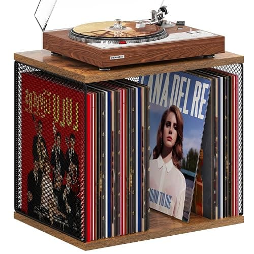 1 Cube Vinyl Record Storage Furniture Wooden Record Holder Shelf Storage | Modular Stackable, 55-70 Vinyl Album Visualize Record Storage Box for Portable Record Player - Image 1