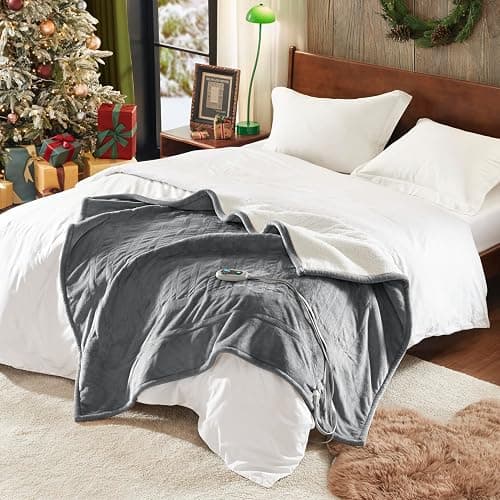 Beautyrest Heated Blanket, Electric Blanket, Soft, Warm, Reversible Plush - Sherpa Heating Blanket with 20 Heat Settings, 1-10 hrs Timer Auto Shut Off, Machine Washable, Full (84 inx80 in), Grey thumbnail 2