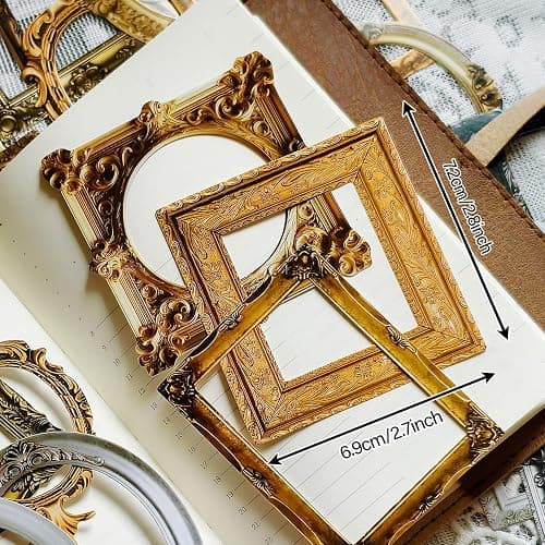 100 Pcs Vintage Frame Stickers Metallic | Scrapbooking Stickers for Journals, Planners, Junk Journals, Wedding Albums | Scrapbook Supplies & Decorations thumbnail 6