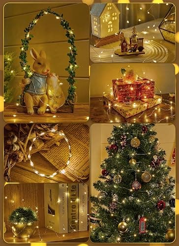 Minetom Fairy Lights Battery Operated with Remote, 33Ft 100 LED Waterproof String Lights Indoor Outdoor, Starry Twinkle Light for Christmas Home Bedroom Wedding DIY Centerpiece Decor thumbnail 8