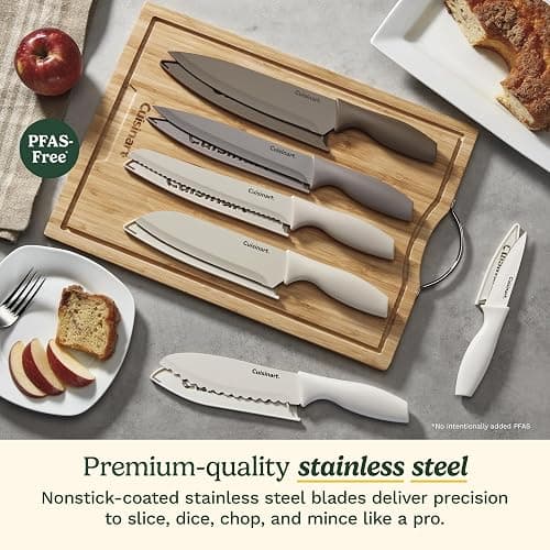 Cuisinart Advantage 12-Piece Kitchen Knife Set, Professional-Quality Nonstick Coated Stainless Steel Knives with Covers, Nonstick Color Coating for Easy Slicing, Ergonomic Handles, G1022-12P thumbnail 2