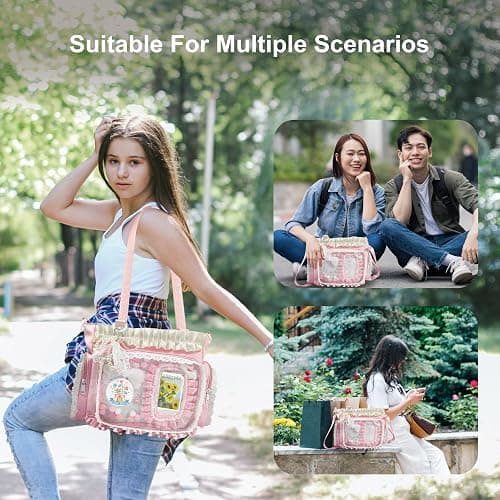 KJEYOB Ita Bag,DIY Clear Pin Display Bag with Insert and Accessories,Anime Kawaii Ita Crossbody Purse,Women Y2K Shoulder Bags thumbnail 3