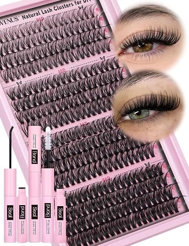 Goddvenus Cluster Lashes Kit Individual Eyelashes 30D 40D 50D 60D Natural Wispy D Curl Lash Clusters 320pcs 12mm-18mm EyelashClusters Fluffy Lashes Individual Cluster For DIY Lash Extension - Image 1