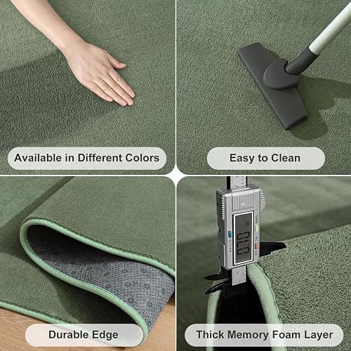Amearea Modern Soft Hallway Runner Rug, 2x6 Fluffy Bedroom Bedside Rugs, Washable Long Runner Rugs for Hallway, Non Slip Memory Foam Rug Carpet for Entrance Kitchen Living Room Decor, Sage Green thumbnail 5