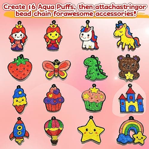 SJHSJH Aqua Puffs 3D Art Kit for Kids, Mess-Free Paint by Number Crafts with Princesses & Unicorns, DIY Color & Inflate Activity Set, Creative Travel Toy & Gift for Girls & Boys Ages 4-10 thumbnail 7