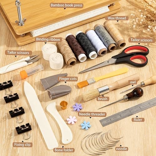 pamctry 50 Pcs Book Binding Kits for Beginners - Complete DIY Kit with Tools & Instructions, 11.6 x 7.8 Inches thumbnail 3