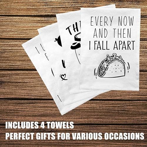 Miracu Funny Kitchen Towels and Dishcloths Sets of 4 - Christmas, Birthday, Housewarming Gifts for New House Home, Decorative Fun Cute Hand Dish Towels for Women, Flour Sack Tea Washcloth for Kitchen thumbnail 7