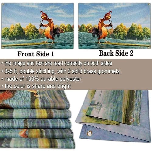 Cuiliqun Chicken Flag 3x5 Ft Funny Tapestry Flags for Bedroom Room Guys College Dorm Double Sided Cool Meme Flags Banners for Room Man Cave Wall Art Posters Decor thumbnail 6