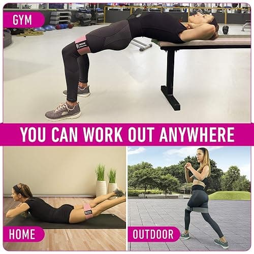 Resistance Bands for Working Out with Workout Bands Guide. 4 Booty Bands for Women Men Fabric Elastic Bands for Exercise Bands Resistance Bands for Legs Bands for Working Out Hip Thigh Glute Bands Set thumbnail 8