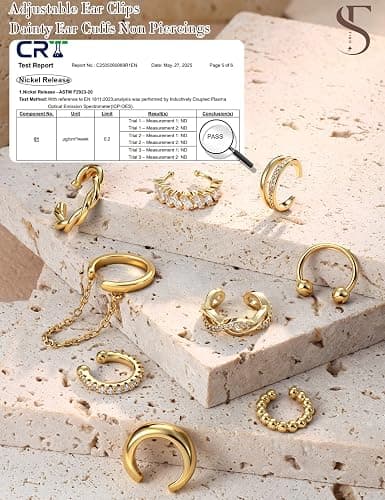 9PCS Ear Cuffs Earrings for Women Non Piercing 14K Gold Plated - Hypoallergenic Adjustable Ear Cuffs Trendy Non Tarnish Clip on Cartilage Fake Earring Stacks Wrap Jewelry thumbnail 2