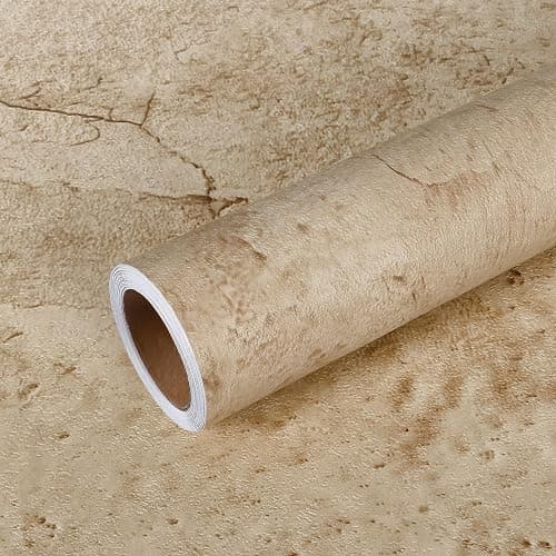 VEELIKE Aged Tan Concrete Wallpaper Peel and Stick Textured Distressed Concrete Look Wallpaper for Bedroom Living Room 15.7''x118'' Removable Waterproof Stone Contact Paper for Accent Wall Countertops thumbnail 8