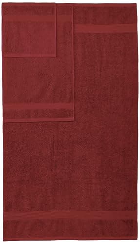Amazon Basics Soft Bath Towels set , Absorbent Fade Resistant 100% Cotton washcloths 6 Pieces (12" x 12"), Perfect face towels, fingertip towels, Crimson thumbnail 5