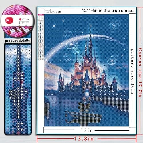 Diamond Painting Kits,Cartoon Castle Full Drill Diamond Embroidery Gem Art Craft for Home Wall Decor - Cartoon Castle 12X16 INCH thumbnail 3
