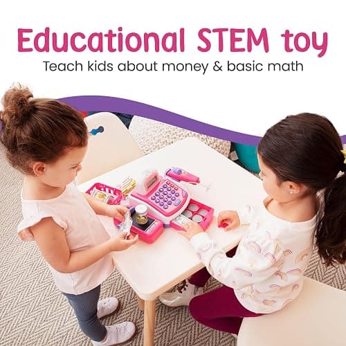 Prextex Pretend Play Store Electronic Toy Cash Register for Kids - STEM Toy with Mic Speaker and Play Money Included thumbnail 4