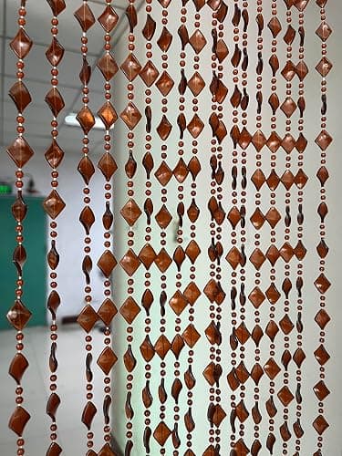 ZiDeTang Acrylic Maple Leaves Diamond Décor Beaded Door Curtain String Doorway Room Divider Window Tassel Blind Screen Panel (39.3"x76.7",Brown) - Image 1