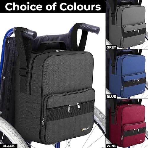 iMedic Deluxe Wheelchair Bag – Storage Backpack for Adults – Hangs Securely on Wheelchair Back – Organiser for Mobility & Electric Wheelchairs – Black thumbnail 4
