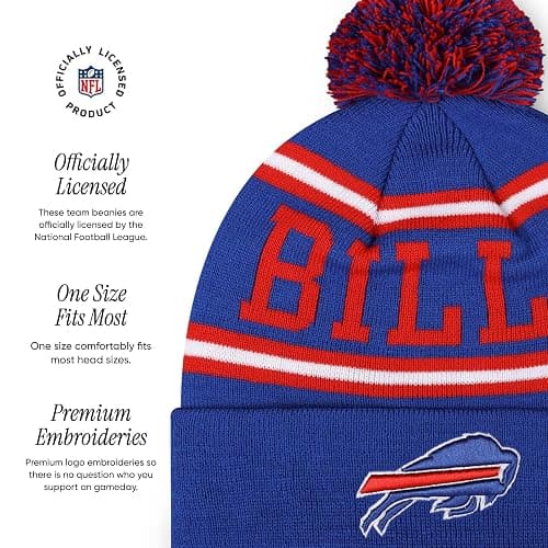 FOCO NFL Unisex-Adult NFL Team Logo Stripe Pom Beanie Hat thumbnail 4