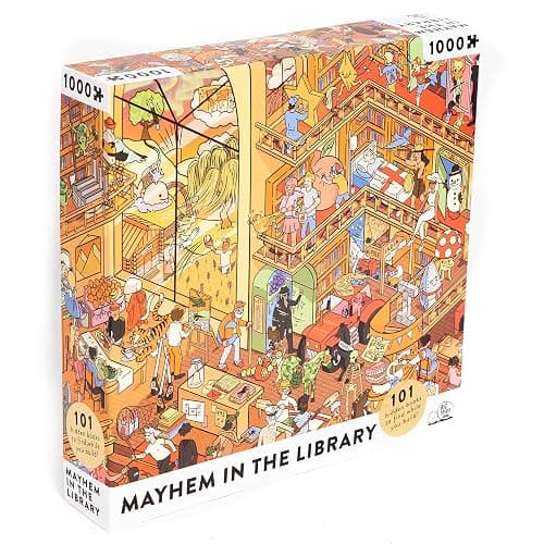 Big Potato Mayhem in The Library: Book Jigsaw Puzzle for Adults (1000 Pieces) Filled with 101 Riddles to Solveâ€¦ - Image 1