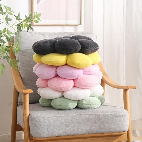 17.7 Inch Sage Green Flower Pillow – Daisy Shaped Cute Decorative Throw Pillow, Soft Floral Seating Cushion Floor Pillows for Sofa, Bed, Chair & Room Decor thumbnail 6