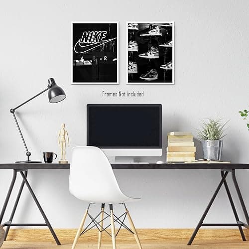 Generic Sneaker Posters (UNFRAMED 12 x 16 Set of 2) Hypebeast Wall Art Shoe Decor Sneakerhead Room Decor Air AJ Teen Boy Room Girl Room Wall Art Prints - Black and White Sneakers thumbnail 3