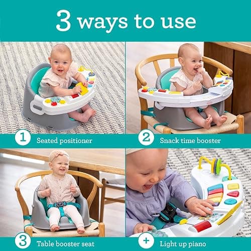 Infantino Music & Lights 3-in-1 Discovery Seat & Booster, Toddler Booster Seat for Dining Table or Kitchen Chair, Baby Activity Center & Snack Tray, Teal thumbnail 4