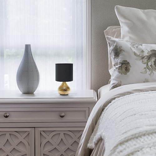 Simple Designs LT2073-GDB Mini Hammered Texture Gold Drip Table Lamp with Black Shade - Gold/Black - Solid thumbnail 2