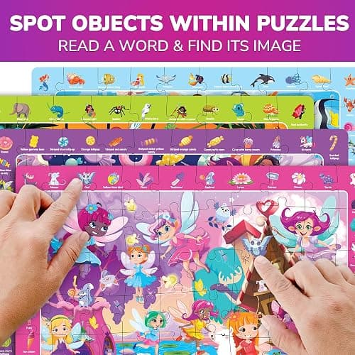 QUOKKA Princess Puzzles for Kids Ages 4-6 - Toddler Puzzles Ages 3-5 - 4-Pack 60 Piece Search and Find Jigsaw Puzzle 6-8 - Unicorn Mermaid Fairy Puzzle for Girls - Learning Educational Toy for 5 Year thumbnail 4