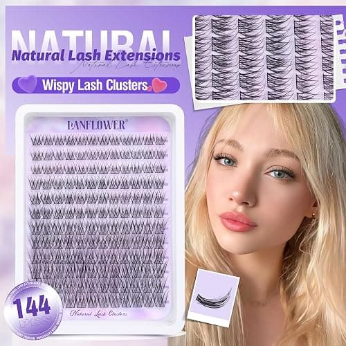 Wispy Lash Clusters Natural Eyelash Clusters C Curved Individual Lashes 10-16mm Cluster Eyelash Extensions Soft Lash Extension DIY at Home Cluster Lashes by Lanflower thumbnail 6