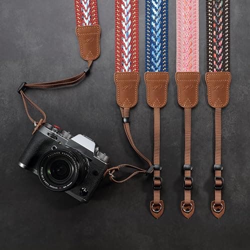 Padwa Lifestyle Speed Pink Camera Strap - 1.5" Soft Cotton Rope Weave Crazy Horse Cowhide Head Camera Straps for Photographers and All Cameras,Cute Adjustable Vintage Woven Strap for Adults & Kids thumbnail 8