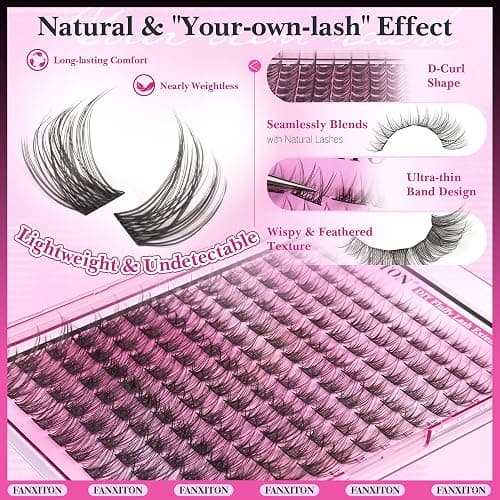 DIY Lash Extension Kit Natural Look Wispy Lash Clusters D 154 pcs Lashes Clusters 8-16 mm Eyelash Extension Kit Lash Bond and Seal Lash Tweezers Individual Lashes Lash Cluster Kit For Beginners thumbnail 3