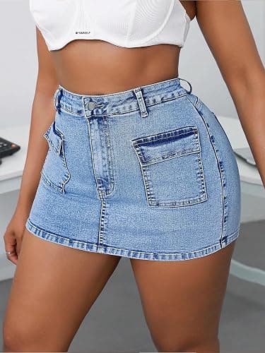 ALLABREVE Plus Size Denim Shorts Womens High Waisted Stretchy Jean Shorts Summer Casual Jorts thumbnail 4
