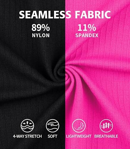 ATTRACO 2 Pack Ribbed Workout Tank Top with Built in Bra for Women Tight Fit Seamless Yoga Top thumbnail 9