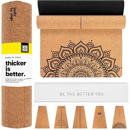 Luxury Cork Yoga Mat - Non Slip, Extra Thick Grip. Thicker, Longer, and Wider for More Comfort and Support. Tough Enough For Hot Yoga. Natural, Non Toxic, and Eco Friendly. Optional Alignment Lines. thumbnail 2