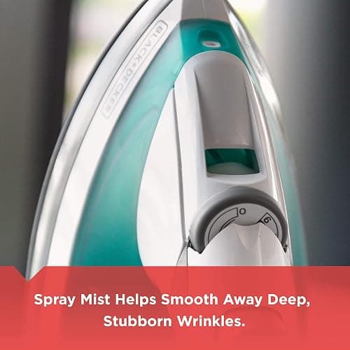 Black+Decker Lightweight Steam Iron for Clothing, Smart Steam Techology, Anti-Drip, Teal, 1200W, IR0820C thumbnail 7