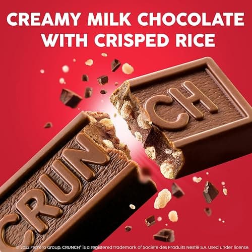 CRUNCH, Bulk 18 Pack, Milk Chocolate and Crisped Rice, Full Size Holiday Candy Bars, Stocking Stuffers, Individually Wrapped, 1.55 oz Each thumbnail 3