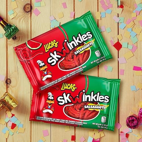 Lucas Salsagheti Watermelon Flavored Hot Candy Strips and Tamarind Sauce, 0.84 oz - 12 Pieces Pack for Treats, Snack, Parties, Piñatas,0.84 Ounce (Pack of 12) thumbnail 7