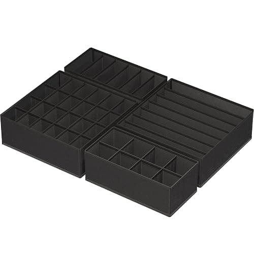 Simple Houseware 4-Pack Drawer Organizer Set - Closet Dividers for Underwear, Socks, Bras, Scarves, Ties - Foldable Non-Woven Storage Boxes, Black thumbnail 3