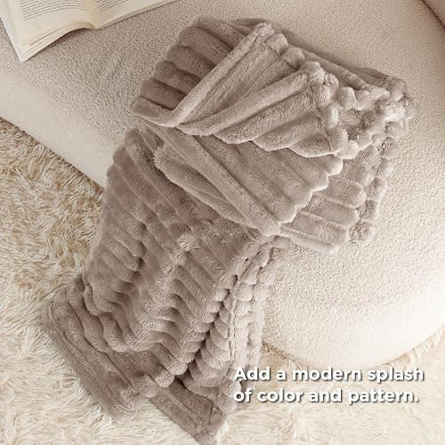 Bedsure GentleSoft Brown Throw Blanket for Couch - Cozy Soft Fleece Blankets for Women, Cute Small Throws for Girls, Mocha Meringue, 50x60 Inches thumbnail 5