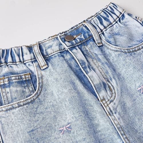 Baggy Jeans for Girls Cute Bow Jeans Y2K Wide Leg Elastic Waist Ripped Denim Pants Teens Back to School Trousers thumbnail 3