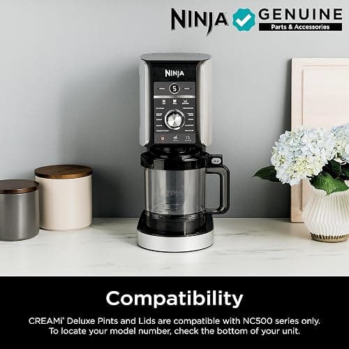 Ninja Creami Deluxe Pints 2 Pack, Compatible with NC500 Series Creami Deluxe Ice Cream Makers, Genuine Ninja Pint, BPA-Free & Dishwasher Safe, Color Lids, 1 Pint Each, Clear/Coral/Yellow, XSKPNTLD2​ thumbnail 3