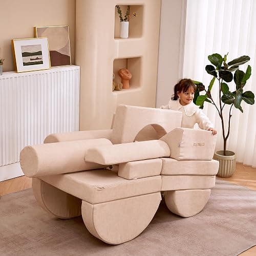 jela Kids Couch 14PCS Luxury, Floor Sofa Modular Furniture for Adults, Playhouse Play Set for Toddlers Babies, Modular Foam Play Couch, Modular Sofa (Charcoal, 57"x28"x18") thumbnail 10
