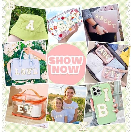 NICEVINYL Chenille Letters Patches Self-Adhesive: 52pcs White Patches | Preppy Varsity Self Adhesive Letters Patches for Clothing - Initial Stickers Patches for Trucker Hats Makeup Bags Backpacks thumbnail 5