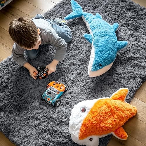 Homaxy Fluffy Shaggy Rugs Living Room, Large Anti Slip Carpet, Machine Washable Soft Thick Pile Bedside Rug for Kids Bedroom, Nursery - Dark Grey, 120 x 160 cm thumbnail 6
