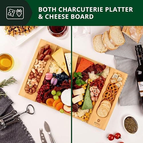 Bamboo Charcuterie Boards - Unique Cheese Board & Serving Tray - Elegant Holiday & Housewarming Gift thumbnail 4