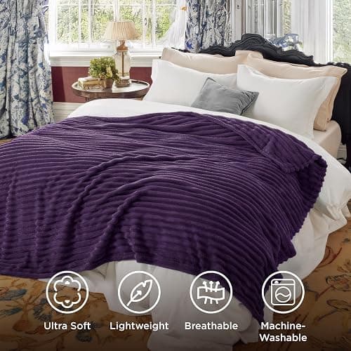 Bedsure GentleSoft Purple Fleece Blanket for Couch - Cozy Soft Blankets for Women, Cute Small Throws for Girls, 90x90 Inches thumbnail 7