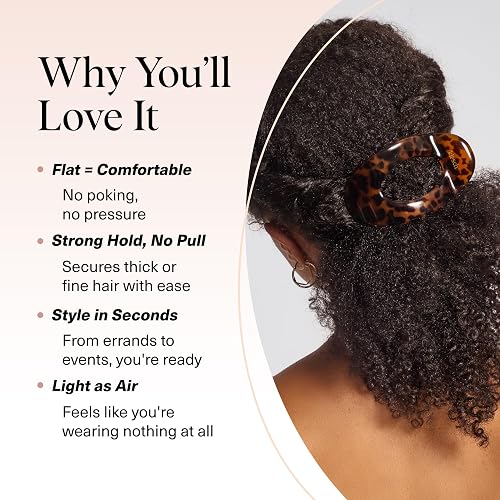 Kitsch Small Flat Claw Clips for Women - Stylish Flat Hair Clips, Strong Hold for Thick & Fine Hair | Non-Slip for Secure, Comfortable All-Day Wear | Ideal Gifts for Women -Tortoise Design thumbnail 3