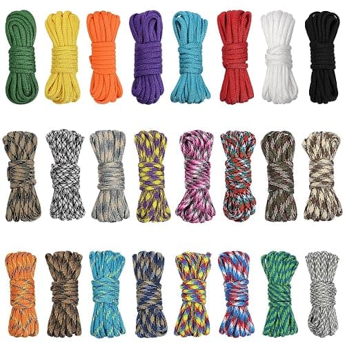 24 Colors Paracord Cord Multifunction 550lb Paracord Crafting Kit | for Making Lanyards, Bracelets, Dog Collars and DIY Projects, 10 Feet - Image 1