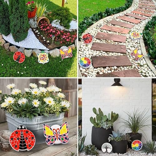 Paint Your Own Stepping Stones 5-Pack for Kids, Boys & Girls Ages 3-12, Butterfly, Turtle, Flower, Tree & Ladybug DIY Outdoor Garden Art & Craft Ceramic Painting Set for Birthday Summer Activity thumbnail 5